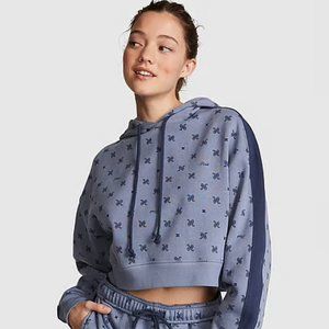 Victoria's Secret PINK Ivy Fleece Cropped Hoodie in Dusty Iris Bandana NWT XL